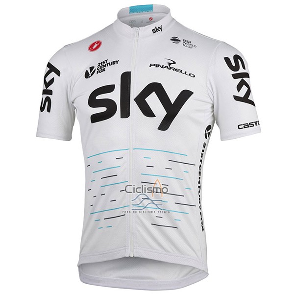 Sky Ropa Ciclismo Culotte Corto 2017 Mangas Cortas Blanco